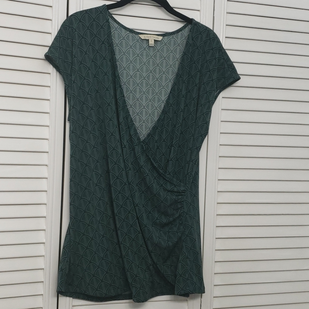 41 Hawthorn Jersey Wrap Top Green Black Size XXL